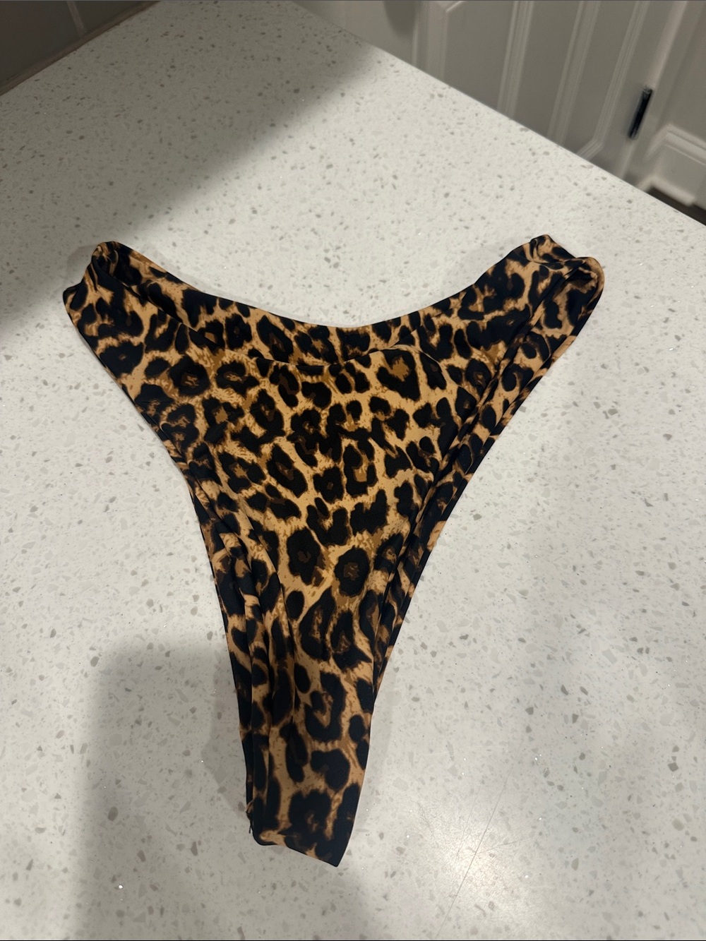 Leopard Print Bikini Bottom - Black & Tan